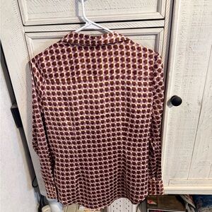 Worthington Women's Blouse in Burgundy and Gold Pattern